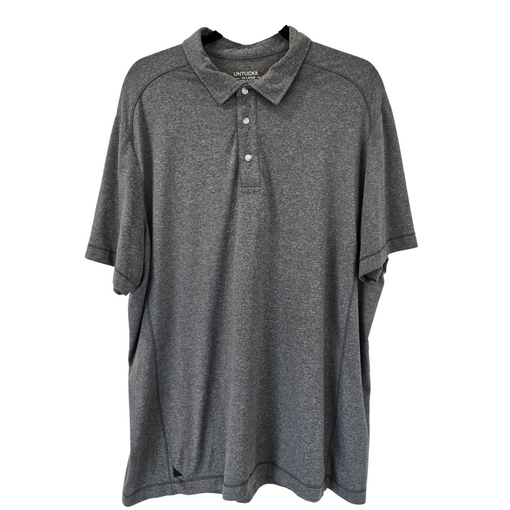 Y2K‎ UNTUCKit Mens 2X Large Gray Polo Shirt Casual Short Sleeve Golf Relaxed